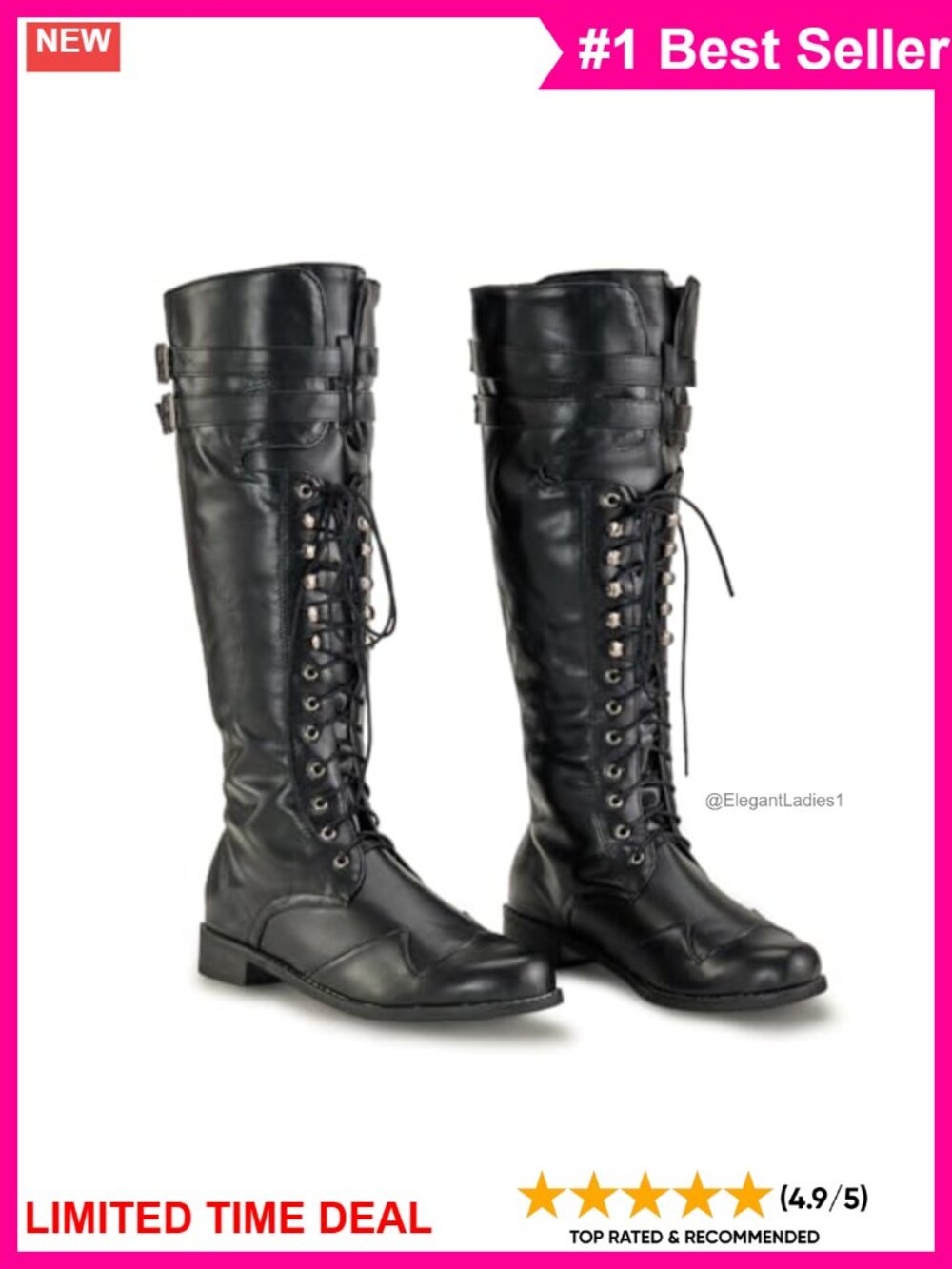Faux Leather Medieval Renaissance Mid-Calf Flat Boots Gothic Costume